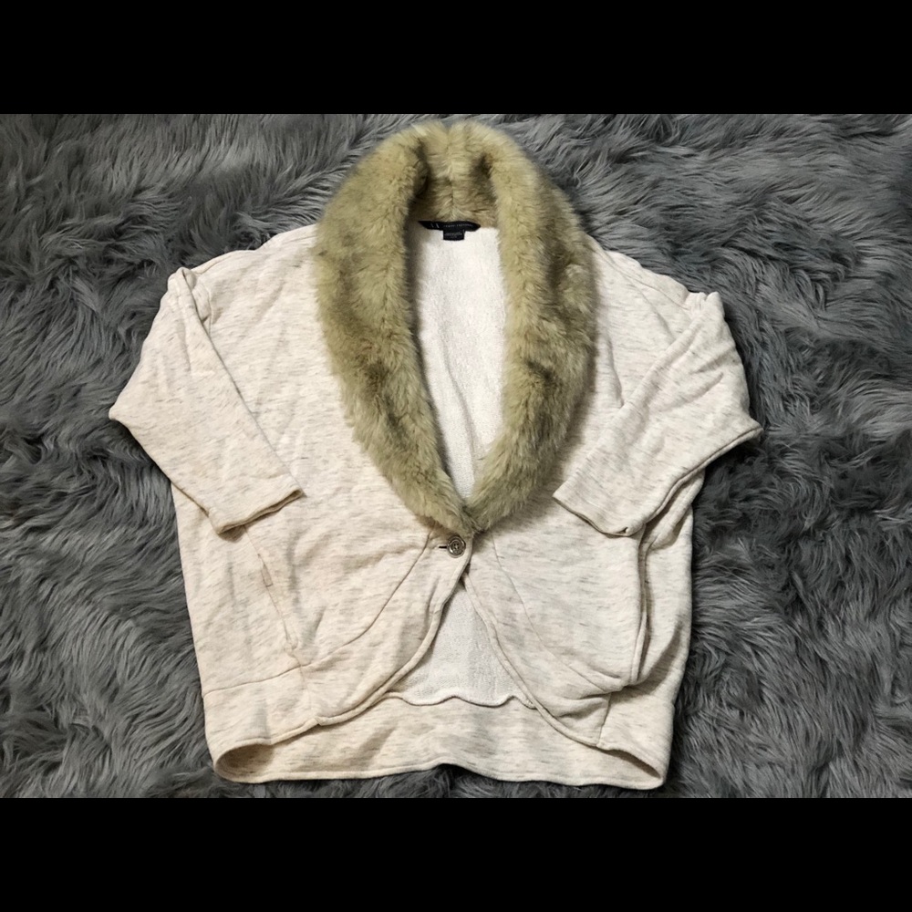 AX Women’s 3-4 Sleeve Faux Fur Cardigan